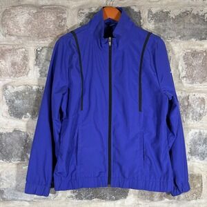 Reebok Full Zip Jacket Women's‎ L Purple Black Lightweight Athletic Windbreaker